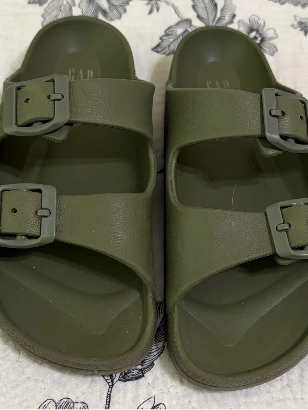 GAP Kids Olive Green Double Buckle Slide Sandals